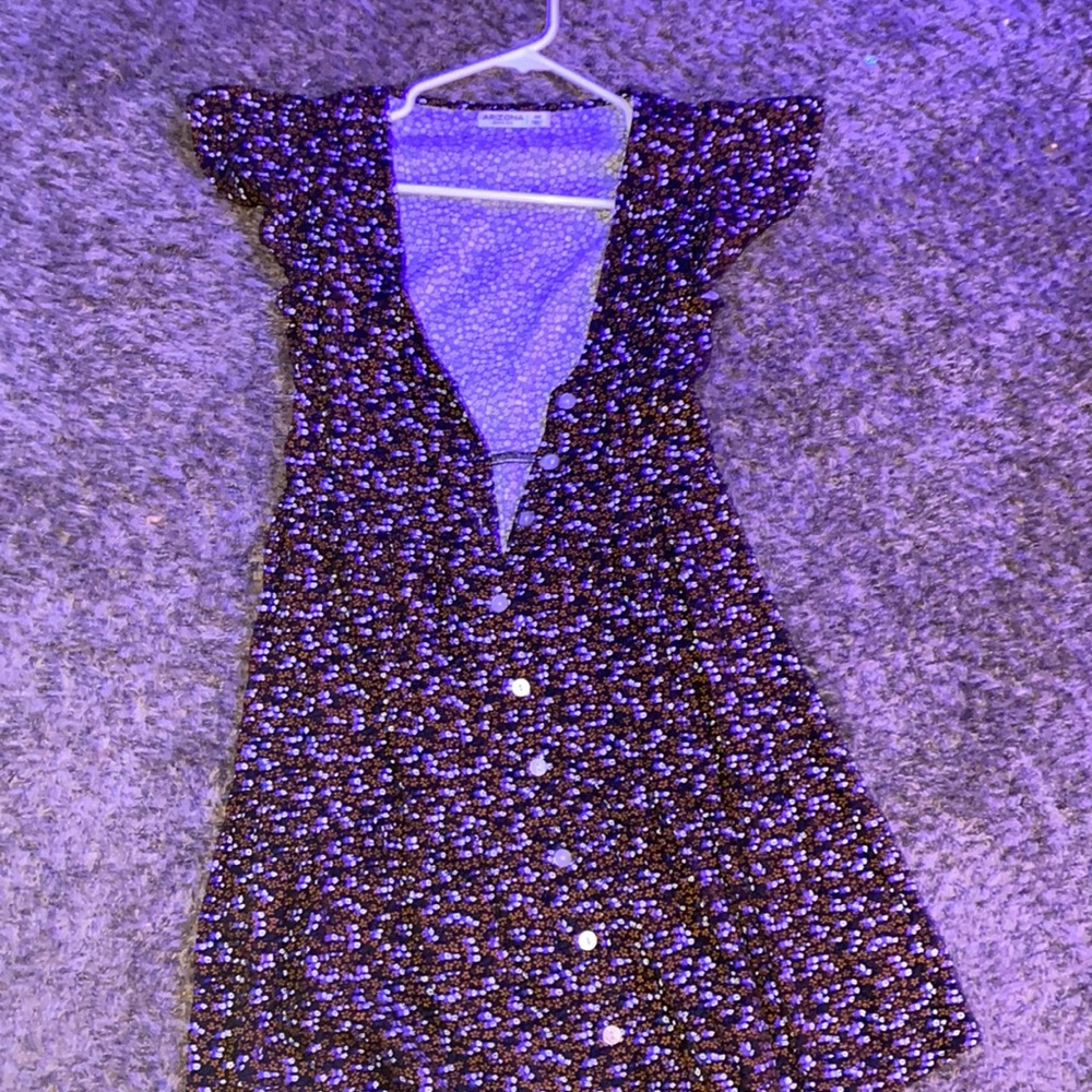Target dress brown with white flowers and a slit down the front